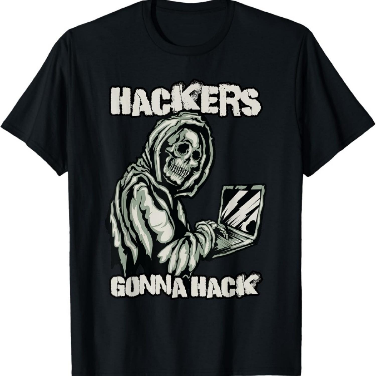 Смешная футболка «Взламывающий скелет», «Хакеры будут хакать», «Технарь-гик» XXXXXL чёрный