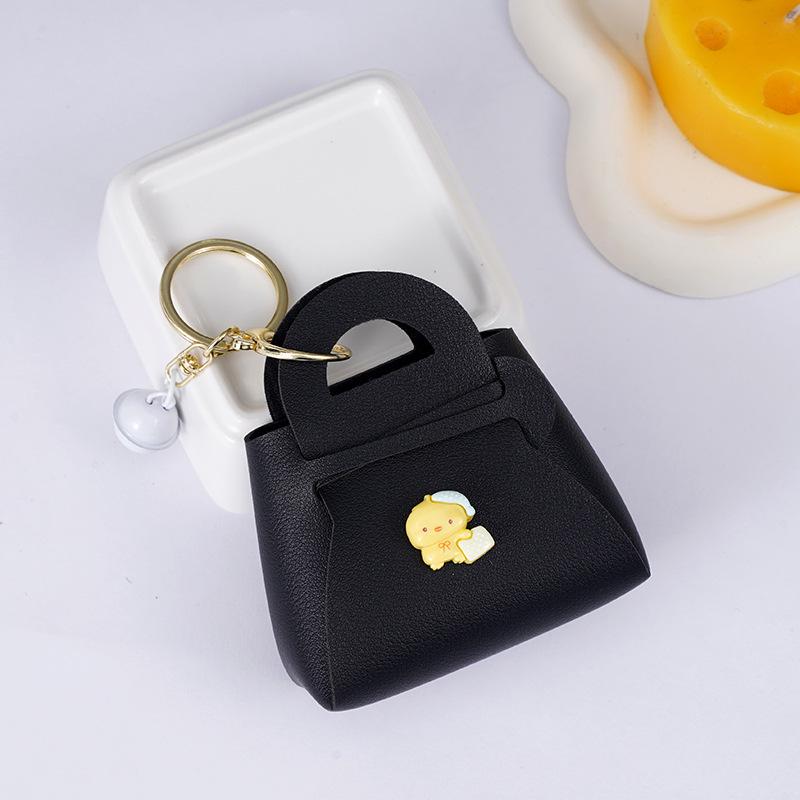 Korean Cartoon Couple Keychain Bag: Cute PU Charm & Earphone Holder Gift Pendant