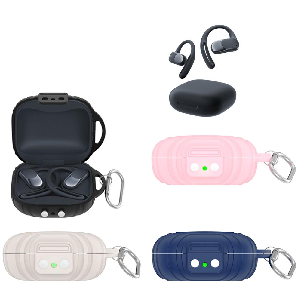 Silicone Case Cover Shockproof Headphones Charging Case Anti-Scratch with Carabiner for Shokz OpenFit Air T511 Wireless Earbuds