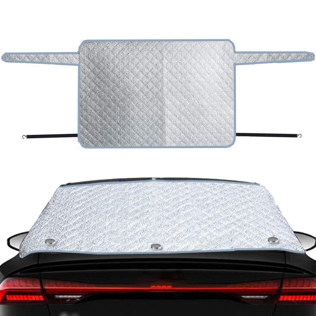 140*80cm Rear Windshield Snow Cover 2-layer Aluminum Foil Car Winter Windshield Cover With Hooks And Invisible Magnet Snow Cover