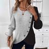 T-shirt a maniche lunghe a blocchi di colore a coste da donna europea e americana 2025