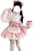CAWILXHA Lolita Cosplay Japanese Light Blue and Princess Long Mori Dreamy Cute Halloween Costume Pink Dress, Costume, Style, Pink, Sleeves, Sleeves,