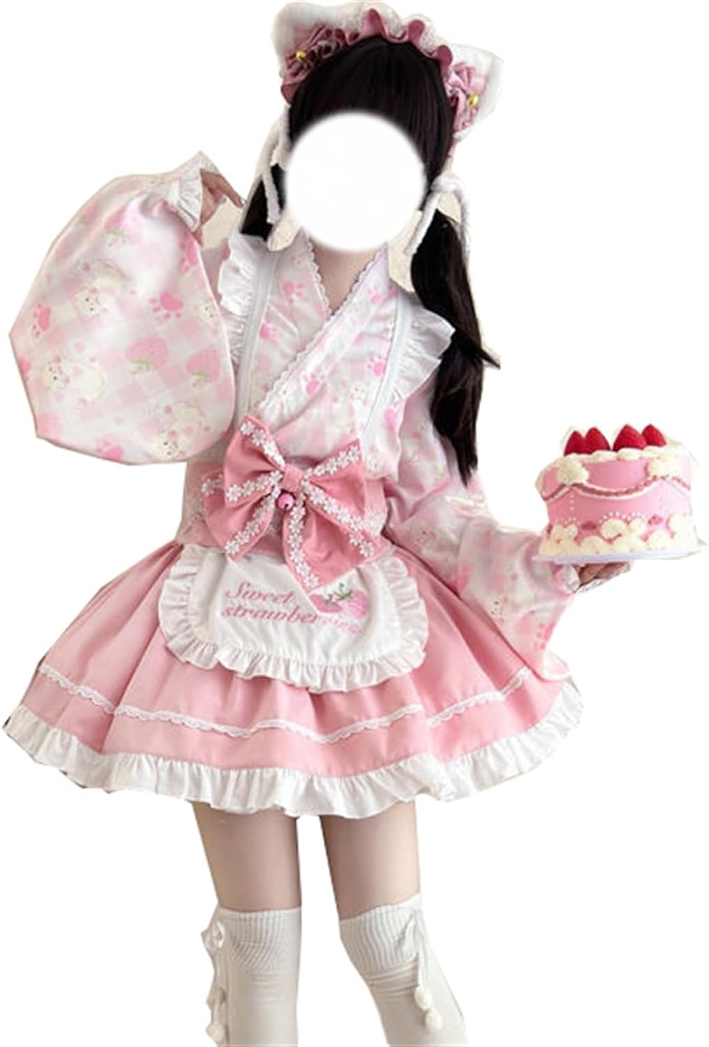 

CAWILXHA Лолита Косплей Японский Светло-голубой и Принцесса Длинное Мори Мечтательный Милый Костюм на Хэллоуин Розовое Платье, Костюм, Стиль, Розовый, Рукава, Рукава,