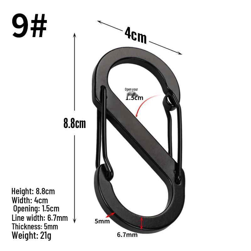 D-Shaped Black Aluminum Carabiner Bluetooth Earphone Case Hook Keychain Ornament