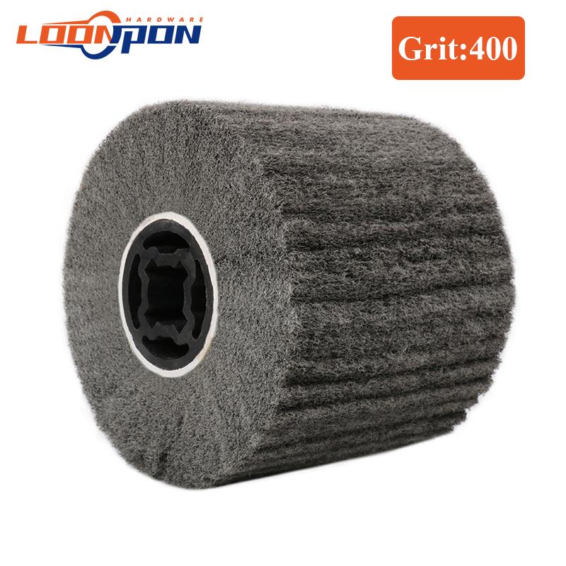 Non-woven Nylon Abrasive Flap Wheel Brush Wire Drawing Polishing Burnishing Drum Wheel for Stainless Steel 120x20x100mm 1pc