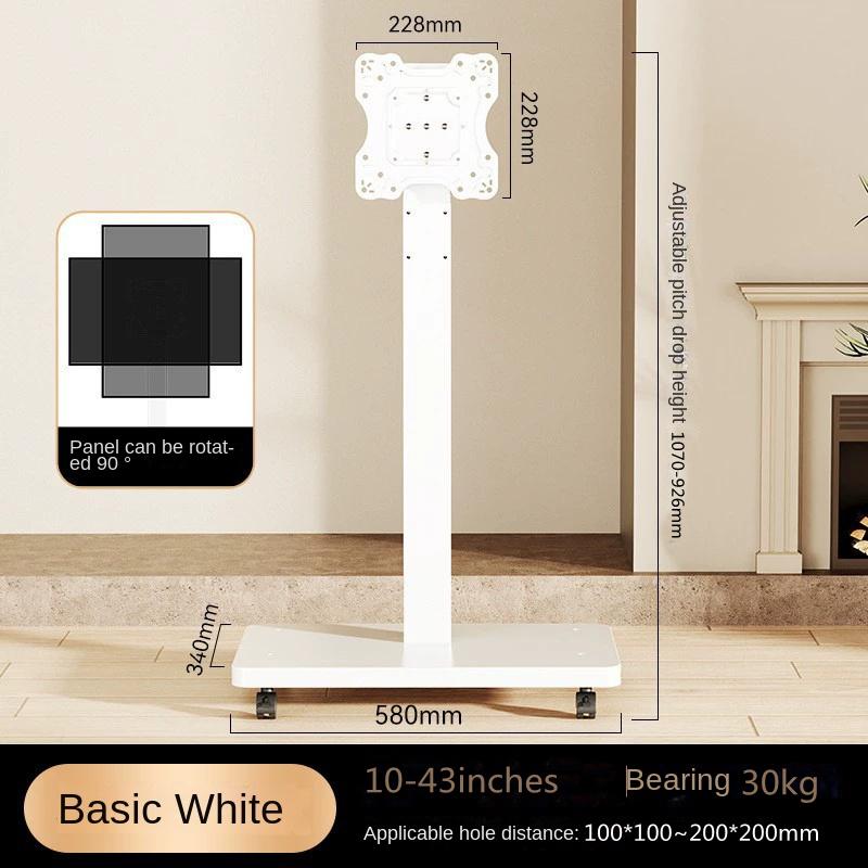 Rolling TV Stand for 10-43 Inch TVs PC, Portable Mobile TV Cart on Wheels Universal Floor Stands with Swivel Mount Fit Corner