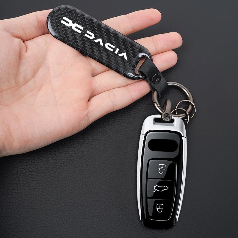 Carbon Fiber Texture Car Key Chain Ring Auto Keychain For Dacia Duster Logan Sandero Stepway Dokker Lodgy MCV 2019 Spring Bigs