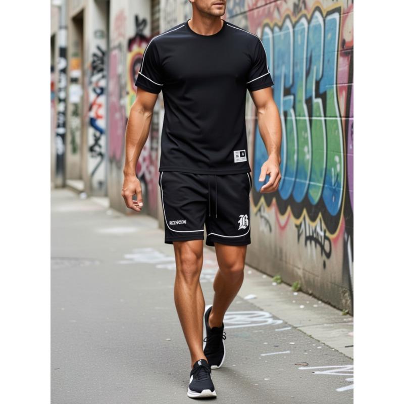 Men s casual sportswear short sleeve T-shirt and shorts S