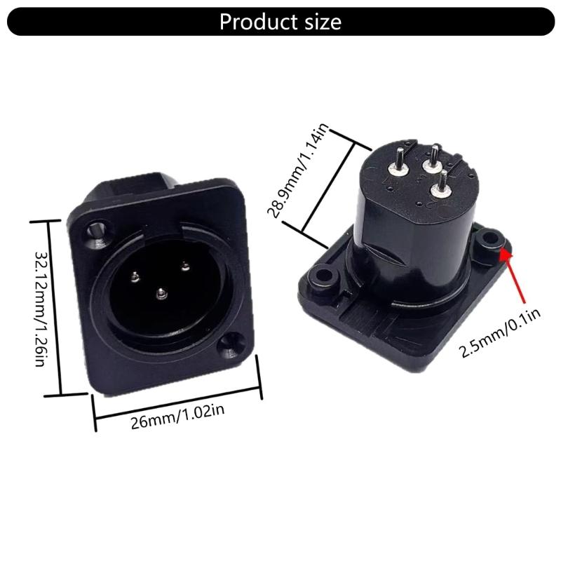 3Pin XLR Straight Terminal Panel Mount Connector ABS Alloy Auditory Adapter For Studio Live Performances