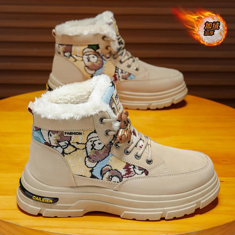 Winter velvet Martin boots men's thick-soled thickened thermal cotton shoes high-top tooling shoes short boots