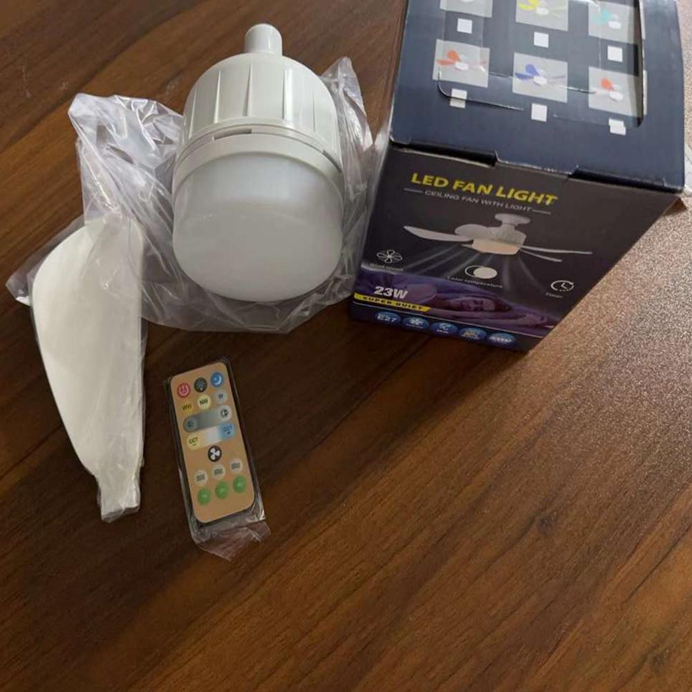 LED Mini Ceiling Fan E27 Base 3 Colors Dimmable Light Bulb Fan with Socket 17.7 Inch Small Ceiling Fan Light for Kitchen Bedroom