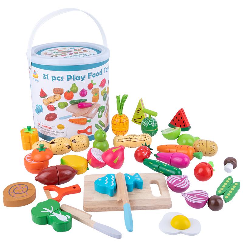 Children s Magnetic Wooden Fruit Cutting Set: Educational Role-Play Kitchen Toy