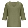 Donna Nuova Primavera Estate Cotone Slub Manica 3/4 Scollo a V Top, Blusa Casual Moda Larga