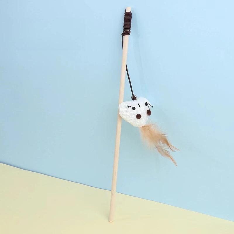 1 ks Teaser Pierkové Hračky Mačiatko Zábavná Farebná Tyč Mačacia Palička Hračky Drevené Domáce Mačacie Hračky Interaktívna Palička Potreby pre Domáce Mačky