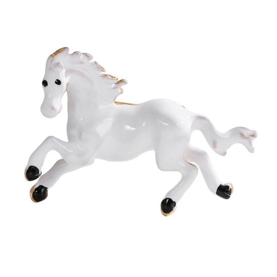 Brooch Horse-Themed Zine Alloy Brooch with Inlaid Crystals Enamel Faux Pearls Fairy Tale Badge Artistic Accessories