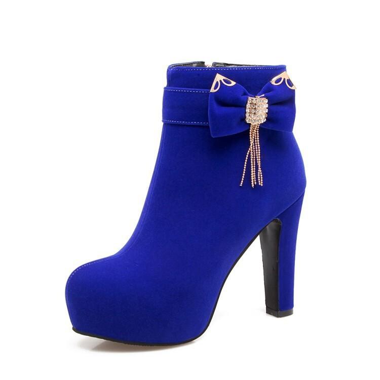 Winter neue Mode Wassertisch High Heel kurze Stiefel dicker Absatz hoch Hochzeitsstiefel