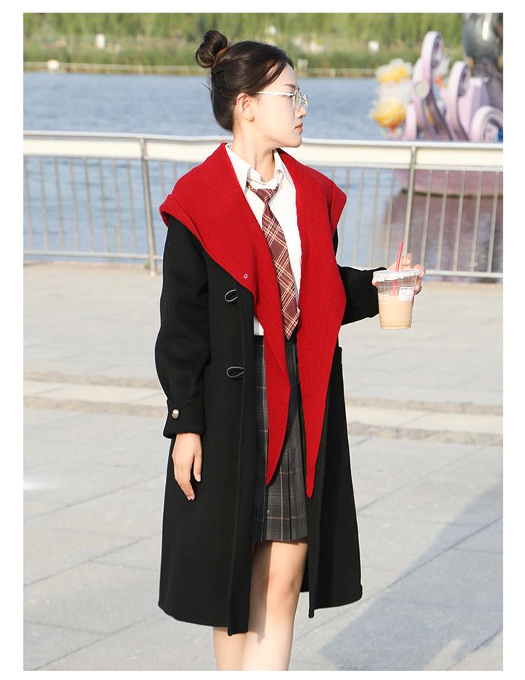 

Женское пальто-оверсайз из двухсторонней кашемировой шерсти, с капюшоном, средней длины, 2025 M 80-120 lbs чёрный