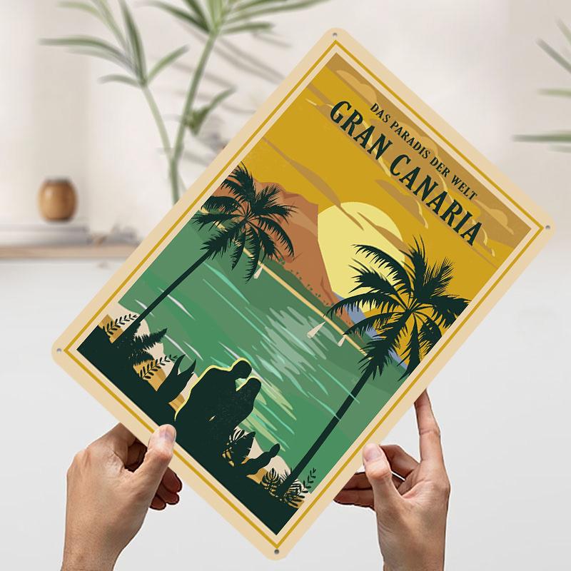 

Gran Canaria Travel Tin Plaque Poster Customized Wall Art Retro Vintage Metal Signs for Man Cave Room Ornaments Gamer Decoration 20x30cm（7.8x11.8inch）