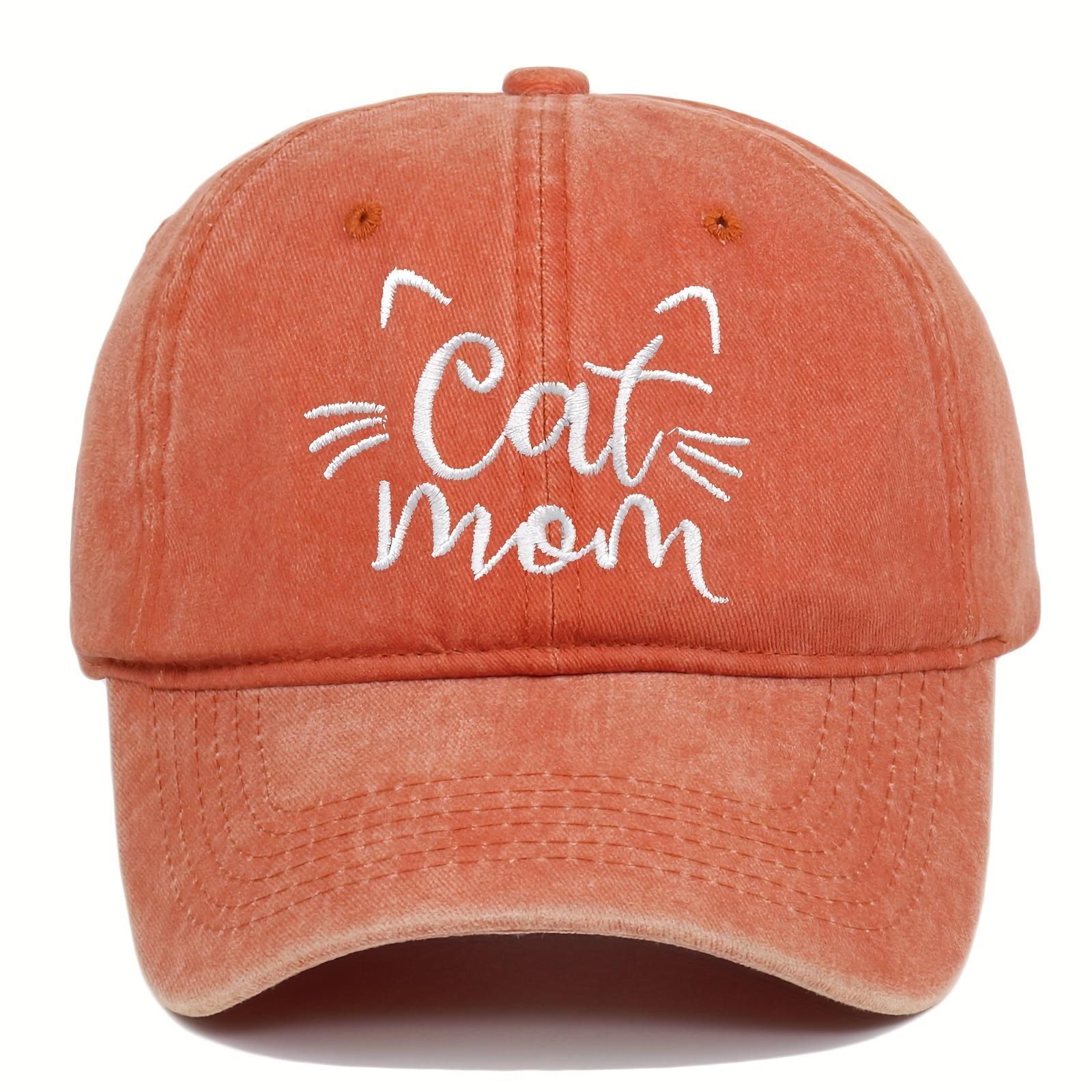 

Ladies Embroidered Cat Mom Baseball Cap, Wash Cotton Adjustable Sunscreen Hat,Cartoon Theme, Birthday Gift, Outdoor Spire Caps Adjustable оранжевый