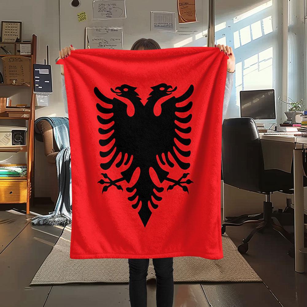 1PC Republic of Albania Patterned Flannel Blanket Suitable For All Seasons for Home Decor Warmth and Comfort Gifts Holiday Present