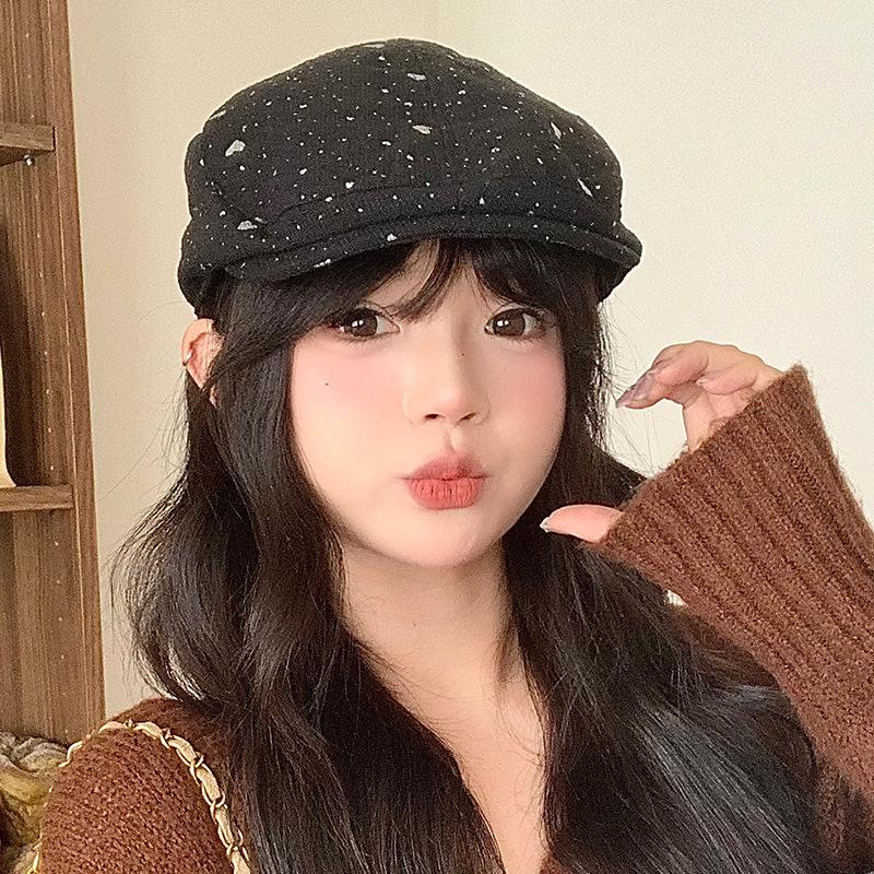 Early Autumn Hat Female Sweet Love Forward Hat Versatile Premium Sense Beret Show Face Small Literary Newsboy Hat