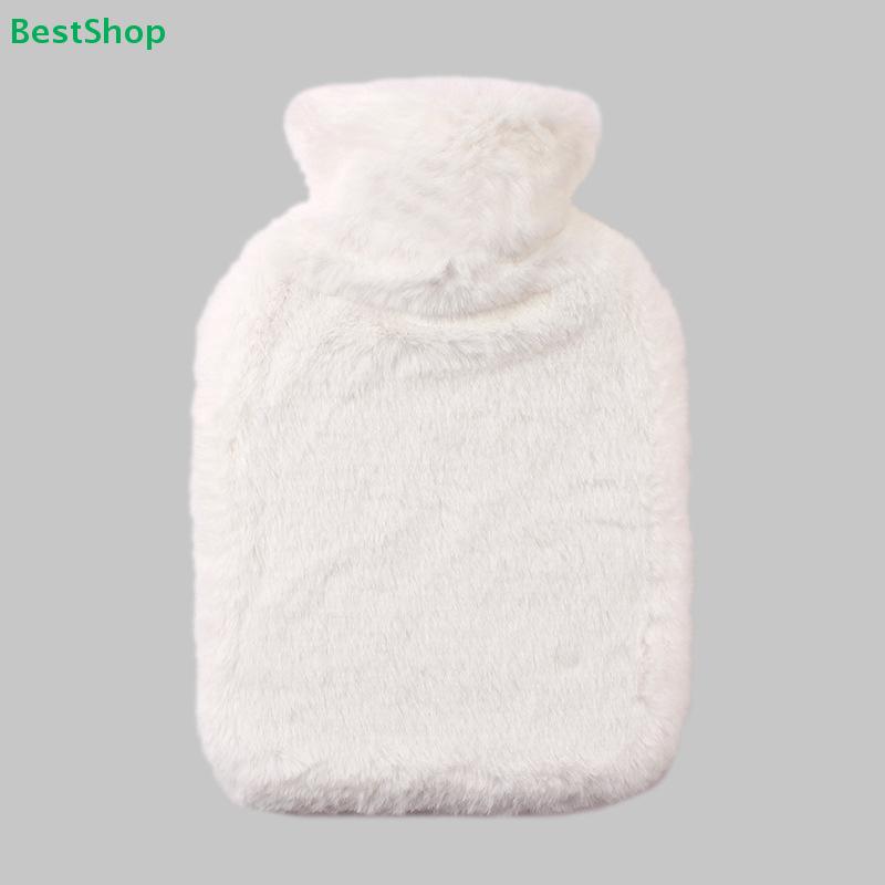 Rubber Hot Water Bottle With Faux Fur Cover Removable Reusable Hand Warmer Explosion-Proof