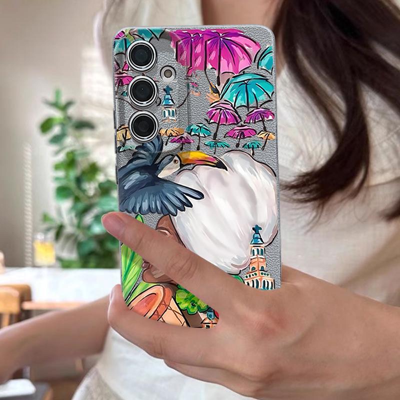 Tropical-style Toucan Pattern Case For Samsung Galaxy A57 A56 A55 A54 5G A37 A36 A35 A34 A17 A16 A15 A14 Leather Texture Silicone Cover