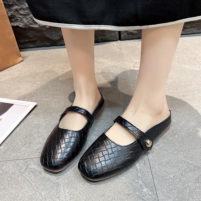 Baotou half slippers women wear Muller shoes in the summer of 2025 new flat-soled soft-soled lazy one-footed cool slippers