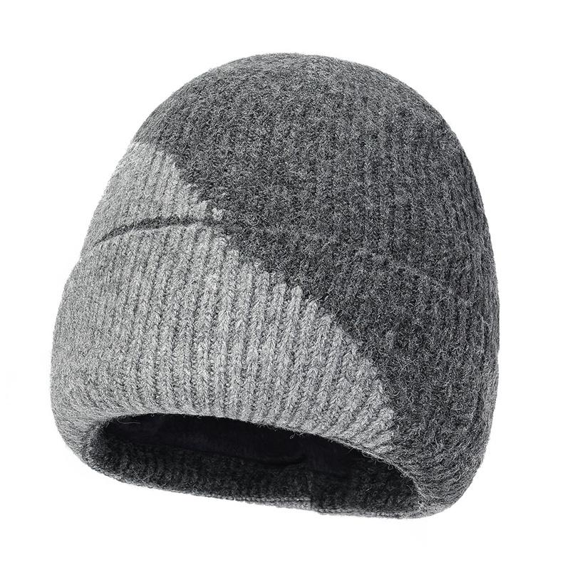 

Зимняя шерстяная шапка мужская, цветная, кашемировая вязаная шапка, перчатки, комплект для шеи из трех предметов, толстая, ветрозащитная шапка Hat светло-серый