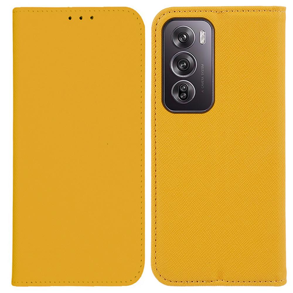 

Для Oppo Reno12 Pro 5G (Глобальний) Шкіряний чохол для телефону з хрестоподібною текстурою Yellow