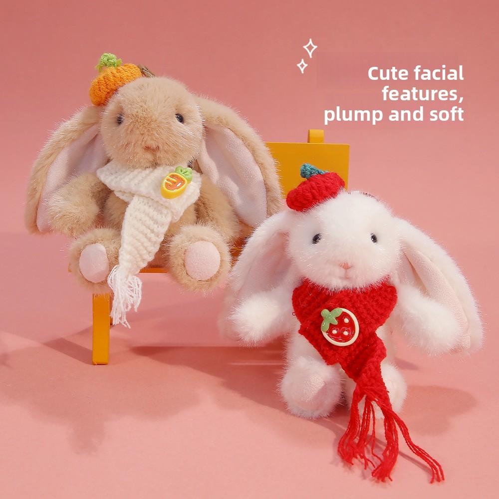 Plush Rabbit Keychain With Knitted Scarves And Hats Decor For Kids And Giftgiving
