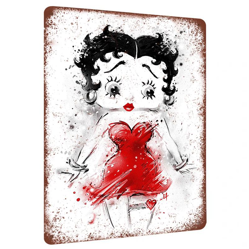 

Vintage Cartoon Girl Metal Tin Sign Creative Home Decor Bedroom Living Room Wall Art Hanging Painting 20x30cm（7.8x11.8inch）