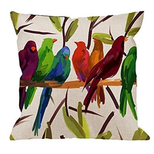 Branch Bird Flower Linen Pillowcase Sofa Cushion Cover Home Decoration Can Be Customized for You 40x40 50x50 60x60 45x45