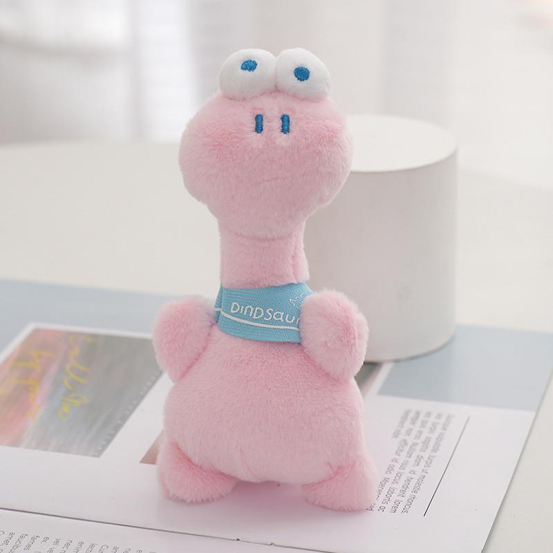 Cute Big-eyed Dinosaur Plush Keychain Adorable Stuffed Animal Bag Charm розовый