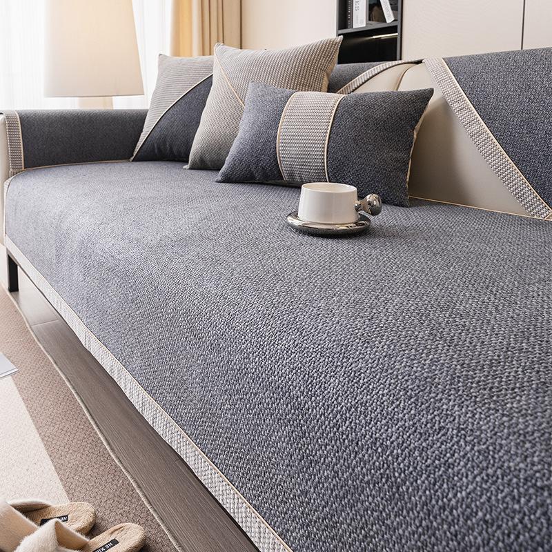 Japanese-Style Cotton And Linen Sofa Cushion, Non-Slip Sofa Cover, All-Season Universal Backrest Cover Cloth Towel
