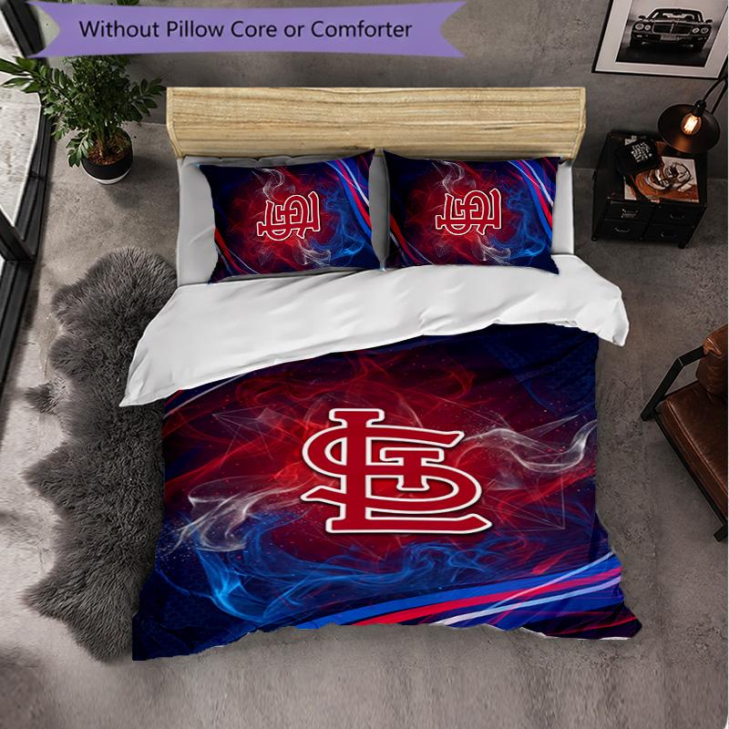 St. Louis Cardinals Pattern Microfiber 3Pcs Bedding Set Decor Duvet Cover Set For Bedroom Home Use
