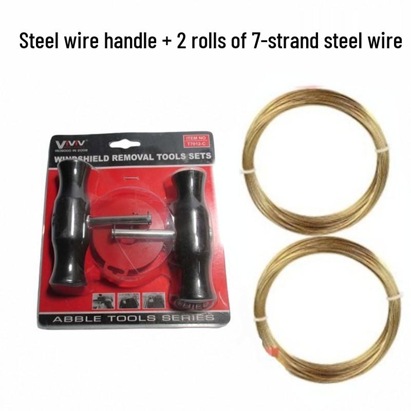 Car Windshield Removal & Installation Wire Saw Tool - Steel Wire Puller & Knife