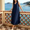 Women's Fashion Color Collar Sleeveless Pleated Dress