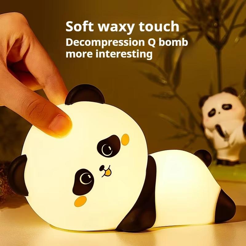 LED Night Light Cute Panda Silicone Lamp 15/30/60 Min Timing Girls Baby Bedroom Nightlight Gift For Breastfeeding Nursery Decor