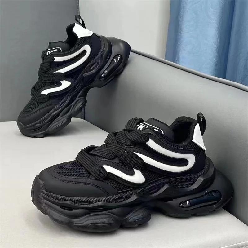 Casual Shoes for Men Streetwear Walking Shoes Sneakers Thick Bottom Running Basketball Shoes Mesh Breathable Male Sneakers