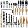 8PCS Wood Dowel Drill Bits Carbon Steel Wood Plug Cutter Countersink Drill Type Round Wood Tenon Drill Bits Round Shank