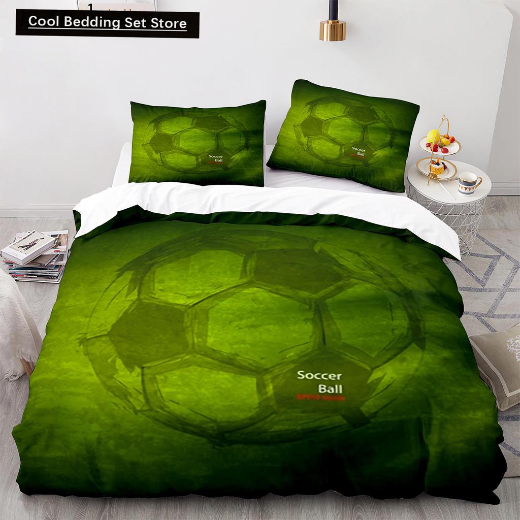 Football King Queen Duvet Cover 3D Soccer Bedding Set for Kids Teens Adult Ball Game Quilt Cover Sport Fans Soft Comforter Cover