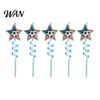 Colorful Spiral Straw 5Pcs Soccer Straws, Reusable Drinking Straws for National Flag Birthday Party, Football Theme Party Celebration Beverage