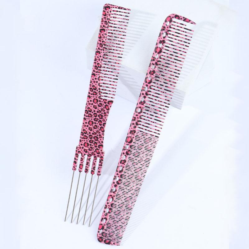 

Набор из 2 двусторонних расчесок со стальными зубьями - Антистатическая гладкая щетка для ежедневного расчесывания и укладки, дизайн с леопардовым принтом