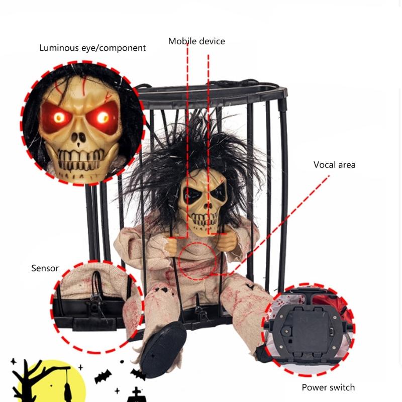 Eerie Prisoner Cage Manifestation Toy With Easy Installation Permanent Halloween Deck For Eerie House Themes