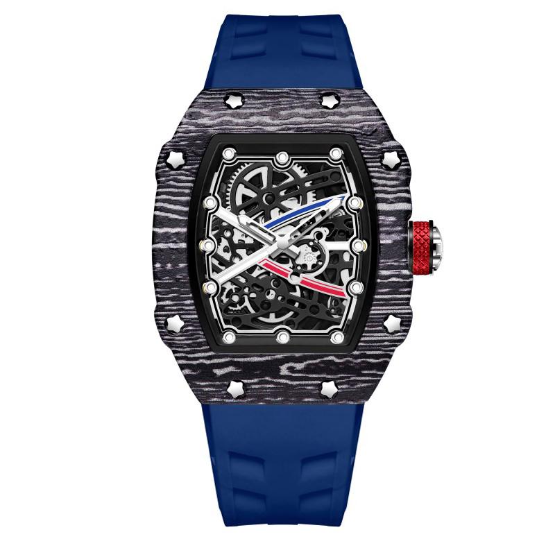 In Stock RM 6702 Slim Barrel Montre Homme Colorful Band Hollow 37.5mm Skeleton Dial Waterproof Sport Casual Quartz Wristwatch
