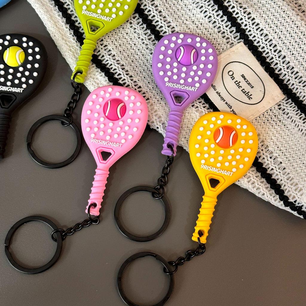 Exquisite Mini Tennis Racket Keychain Pendant - Trendy Sports Bag Charm Gift