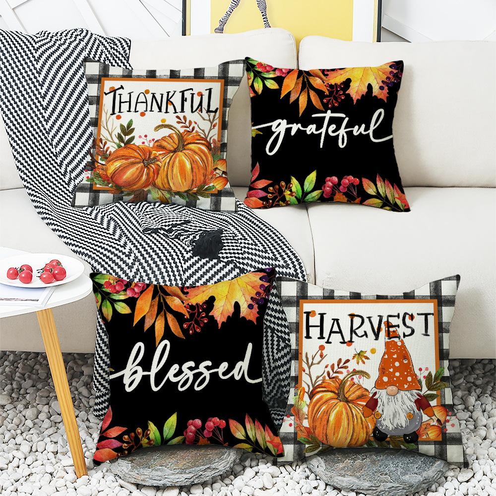 Autumn Pumpkin Sofa Pillow Cover Cushion Living Room Bedroom Bay Window Bedside Letter Cushion Cover