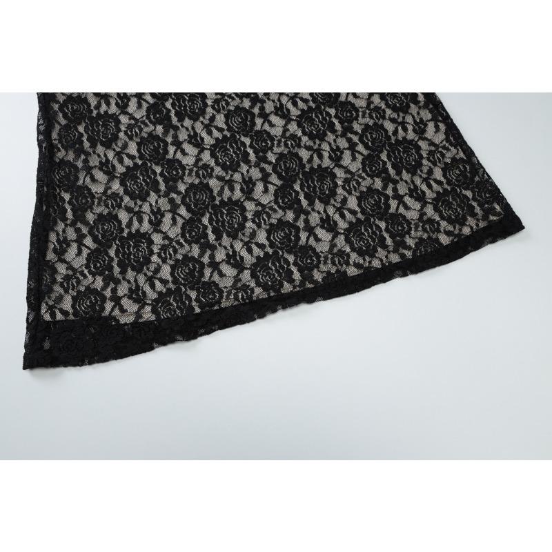 Summer Women's Sexy Lace Patchwork Long Dress Slim Strap Dress