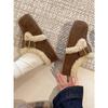 Retro thick-soled Birkenstocks, women's shoes, winter cotton shoes, piled and thickened plush bag head, and half slippers outside.